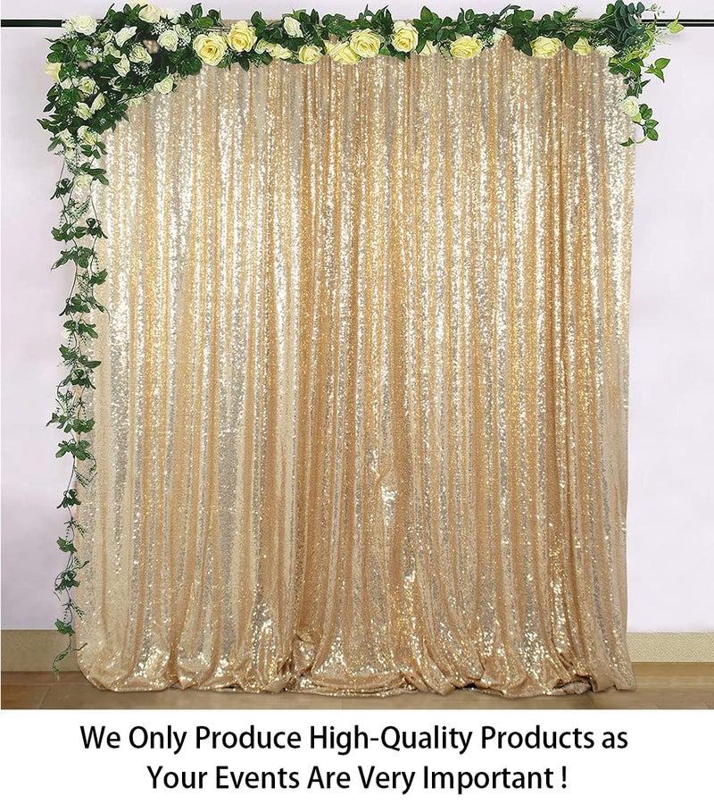 ShiDianYi 8ft x 8ft Light Gold Sequin Backdrop, Wedding/Party Backdrop, Sparkling Photography Prop - Image 2